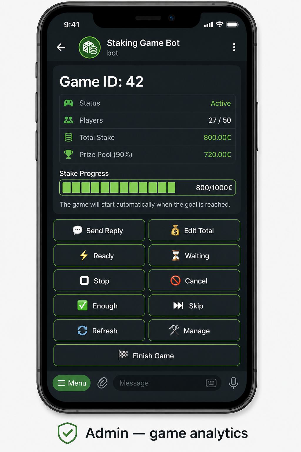 Game Analytics widget