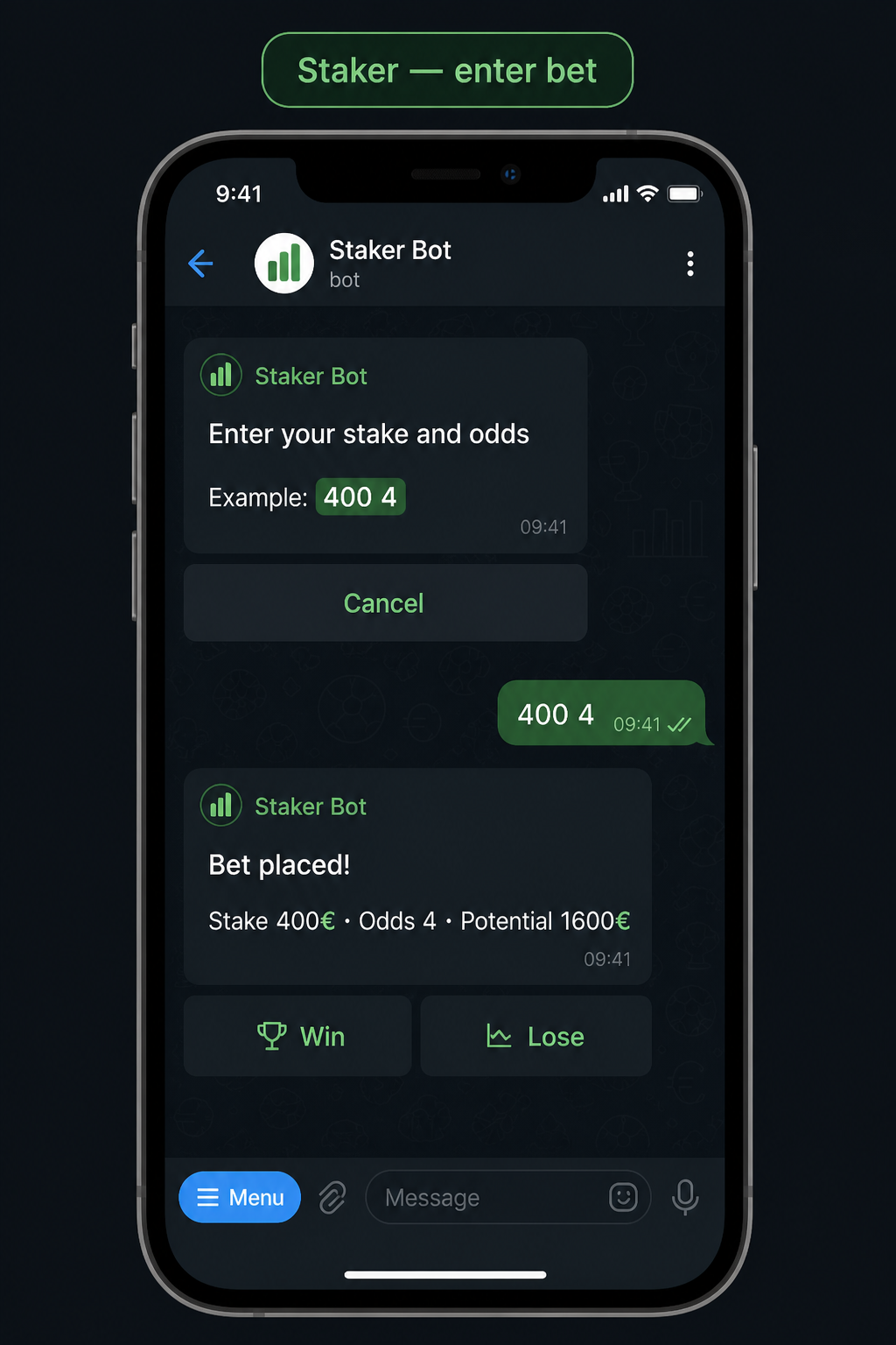 Enter bet